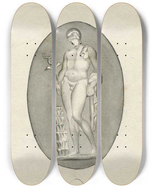 Triptych art skateboard deck of David Humbert De Superville Standing Mercury by David Humbert De Superville (1770-1849)