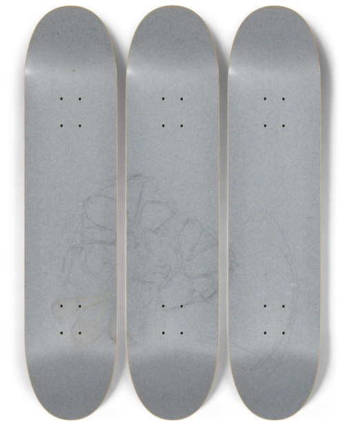 Triptych art skateboard deck of Jan Veth Bloem by Jan Veth (1864-1925)