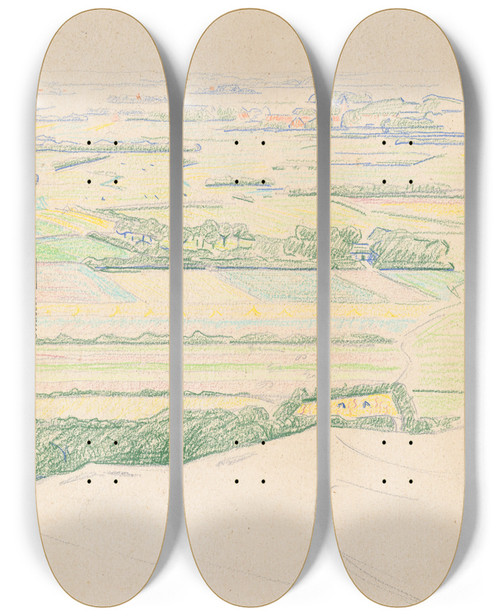 Triptych art skateboard deck of Ferdinand Hart Nibbrig Landschap by Ferdinand Hart Nibbrig (1866-1915)