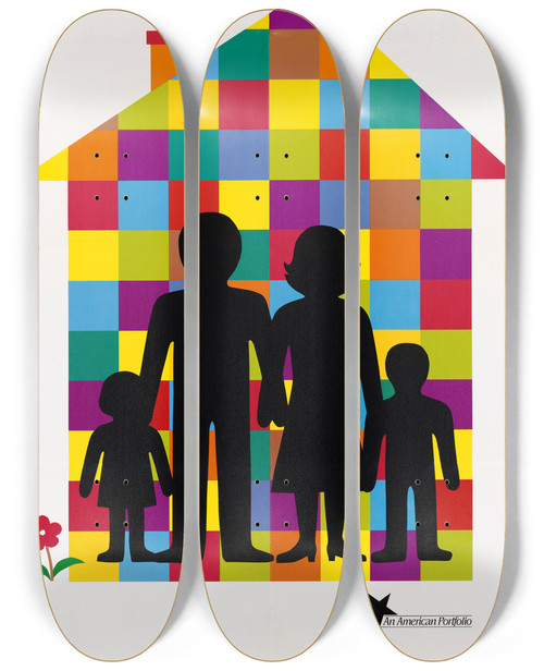 Triptych art skateboard deck of Us Information Agency The American Family Changing Patterns by U S Information Agency (1953-1999)