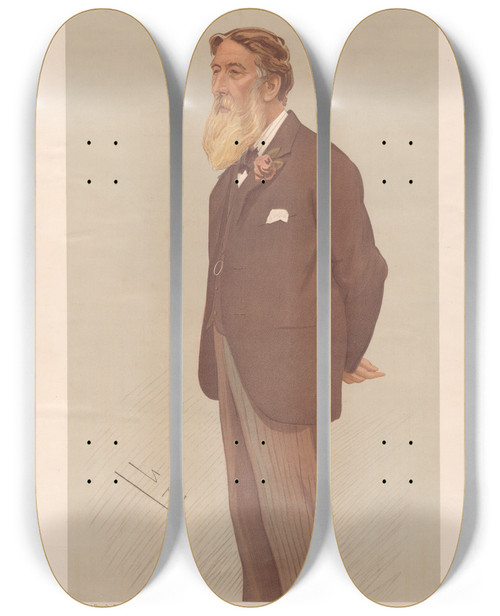 Triptych art skateboard deck of Leslie Matthew Ward Artists The Graphics William Luson Thomas 13 December 1894 by Leslie Matthew Ward (1851-1922)