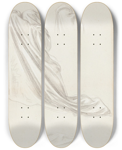 Triptych art skateboard deck of Frederic Leighton Study For The Wise And Foolish Virgins by Frederic Leighton (1830-1896)