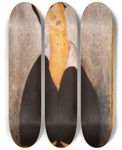 Triptych art skateboard deck of Amedeo Modigliani Portrait Of A Polish Woman by Amedeo Modigliani (1884-1920)