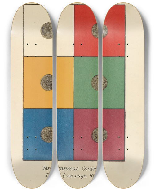 Triptych art skateboard deck of Arthur Herbert Church Simultaneous Contrast by Arthur Herbert Church (1834-1915)