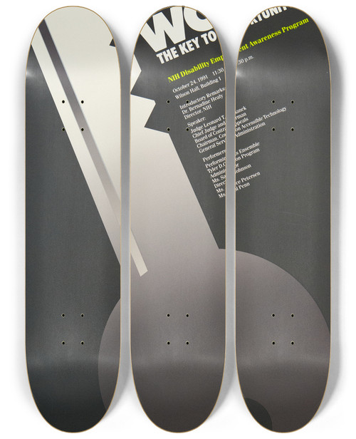 Triptych art skateboard deck of National Institutes Of Health Work The Key To Opportunity by National Institutes Of Health (1887)