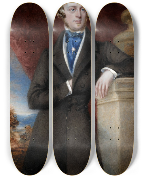 Triptych art skateboard deck of Maria Mosely Frederick Acclom Milbank 1St Baronet by Maria Mosely (1800-1867)