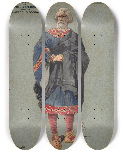 Triptych art skateboard deck of Pipein Gamba Piru Atto Iiio by Pipein Gamba (1868-1954)