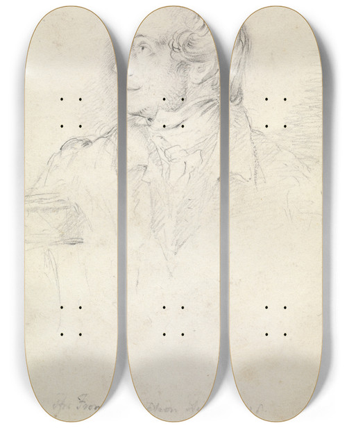 Triptych art skateboard deck of George Richmond John Linnell by George Richmond (1809-1896)