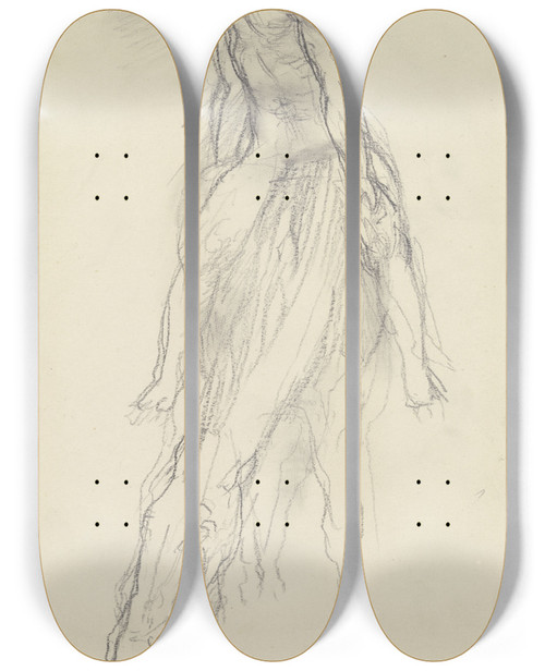 Triptych art skateboard deck of Wilhelm Rietschel Reiter Auf Seinem Pferd In Vorderansicht by Wilhelm Rietschel (1911-1941)