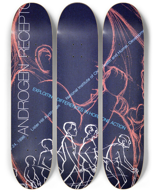 Triptych art skateboard deck of National Institutes Of Health Androgen Receptors Exploiting Differences In Hormone Action by National Institutes Of Health (1887)