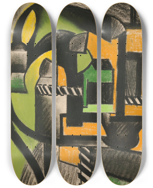 Triptych art skateboard deck of Henri Gaudierbrzeska Abstract Composition by Henri Gaudier-Brzeska (1891-1915)
