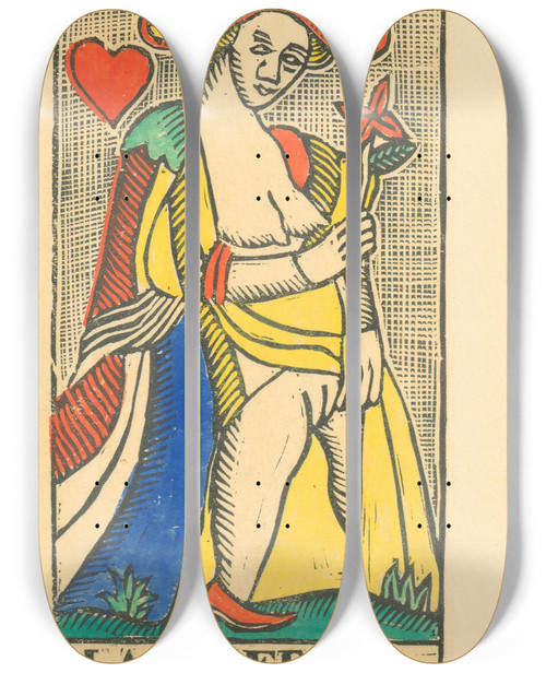 Triptych art skateboard deck of Mikul Galanda Slin Zbrojmistrov by Mikulas Galanda (1895-1938)