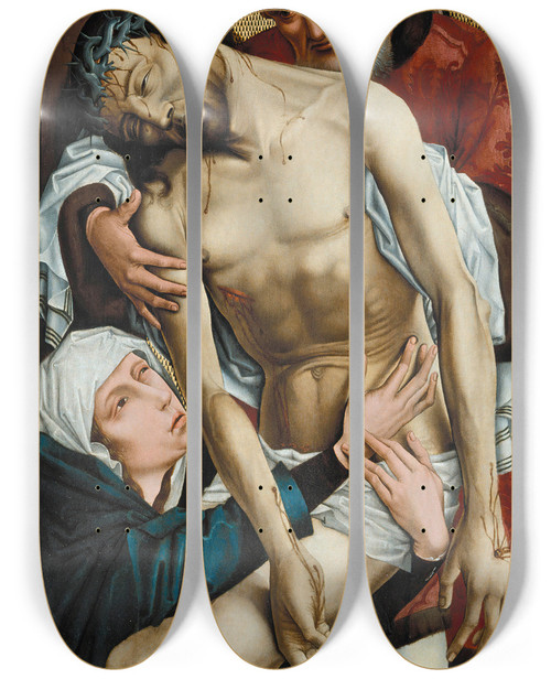 Triptych art skateboard deck of School Of Rogier Van Der Weyden The Descent From The Cross by school of Rogier van der Weyden (1399-1464)