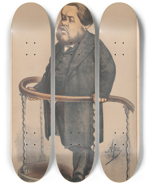 Triptych art skateboard deck of Carlo Pellegrini Clergy No One Has Suceeded Like Him In Sketching The Comic Side Of Repentance And Regeneration Charles Spurgeon 10 December 1870 by Carlo Pellegrini (1839-1889)