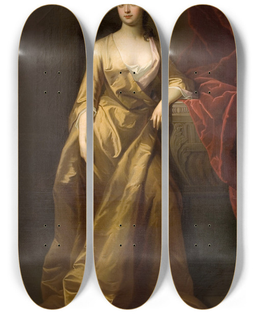Triptych art skateboard deck of Enoch Zeeman Portrait Of A Lady Maynard by Enoch Zeeman (1689-9017)