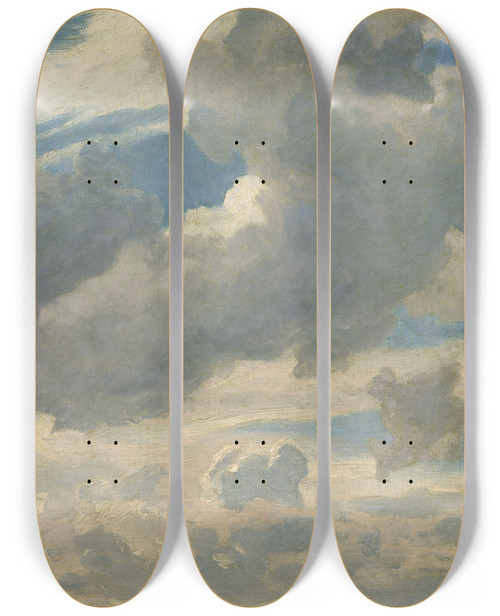 Triptych art skateboard deck of Hans Gude Air Study by Hans Gude (1825-1903)