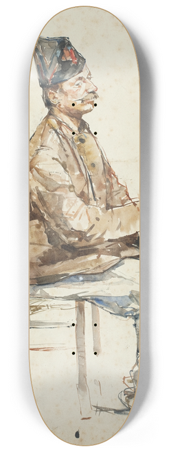 Floris Verster - Sitting man with hat and clogs 8.25 inch art skate deck