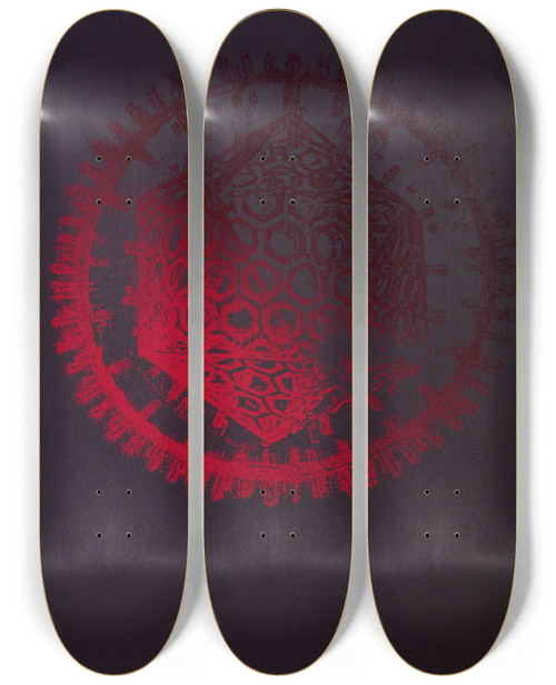 Triptych art skateboard deck of National Institutes Of Health Molecular Basis Of Viral Virulence by National Institutes Of Health (1887)