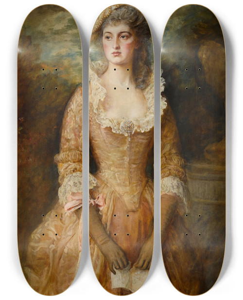 Triptych art skateboard deck of Sir John Everett Millais Clarissa by Sir John Everett Millais (1829-1896)