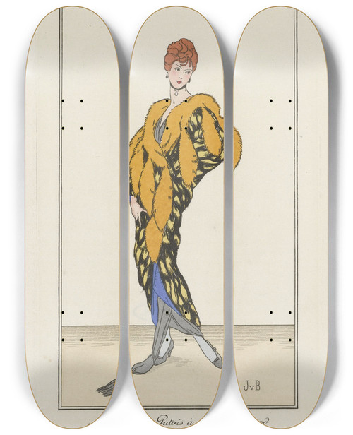 Triptych art skateboard deck of Jan Van Brock Manteau De Putois by Jan Van Brock (19-20-)