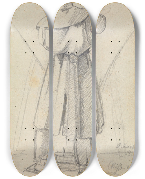 Triptych art skateboard deck of Albert Kchler Herman Wilhelm Bissen Modellerer Et Af Pendentiverne Til Christiansborg Slotskirke by Albert Kuchler (1803-1886)