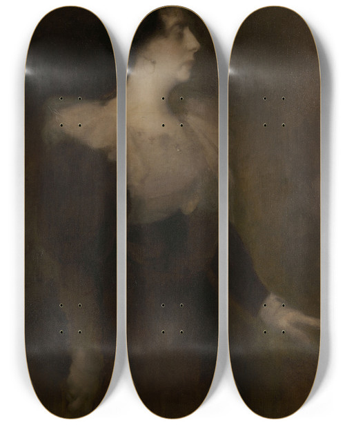 Triptych art skateboard deck of Eugne Carriere Portrait De Pauline Mnarddorian by Eugene Carriere (1849-1906)