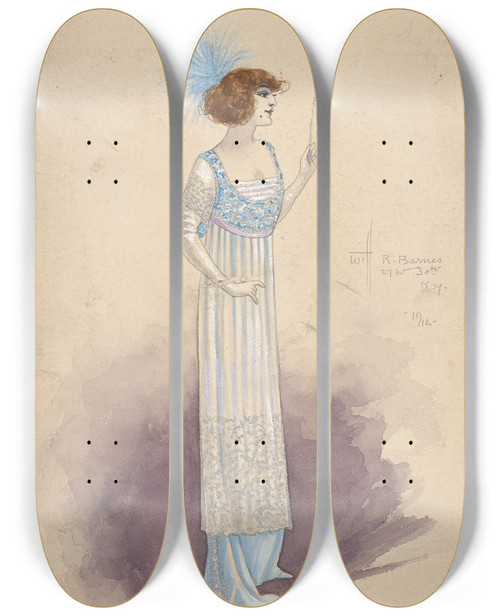 Triptych art skateboard deck of Will R Barnes Untitled_31 by Will R Barnes (1939)