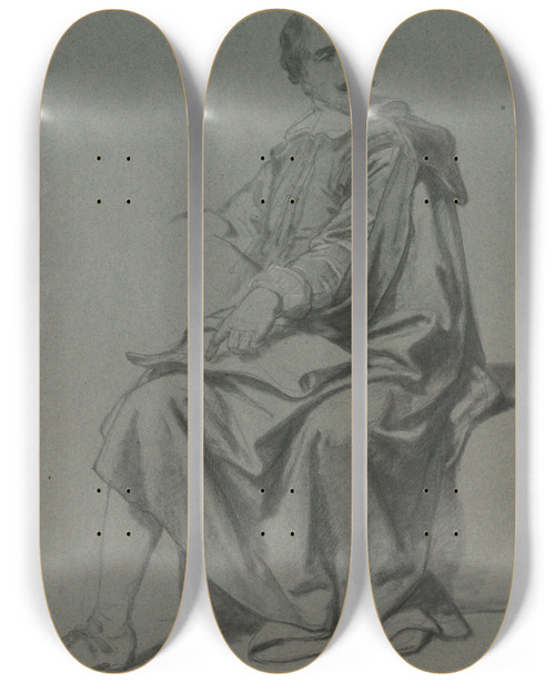 Triptych art skateboard deck of Nicaise De Keyser The Engraver Pieter De Jode I by Nicaise De Keyser (1813-1887)