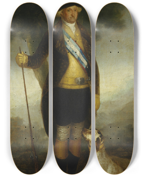 Triptych art skateboard deck of Workshop Of Francisco De Goya Charles Iv Of Spain As Huntsman by Workshop of Francisco de Goya (1746-1828)
