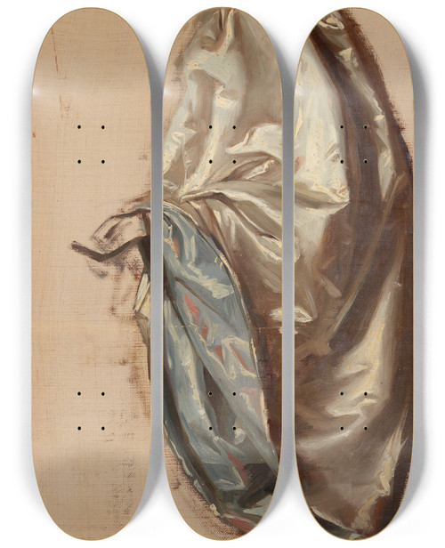Triptych art skateboard deck of Jzef Simmler Study Of A Lady With A Lutes Robe Study To The Painting Upbringing Of Sigismund Augustus by Jozef Simmler (1823-1868)