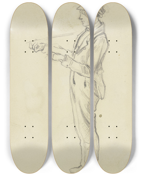Triptych art skateboard deck of Jakob Frchtegott Dielmann Ein Violinspieler Nach Links Er Scheint Blind Zu Sein by Jakob Furchtegott Dielmann (1809-1885)
