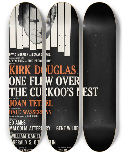 Triptych art skateboard deck of Artcraft Lithograph One Flew Over The Cuckoos Nest by Artcraft Lithograph (1905-1970)