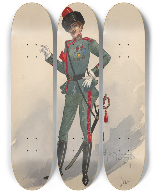 Triptych art skateboard deck of Will R Barnes Untitled_36 by Will R Barnes (1939)