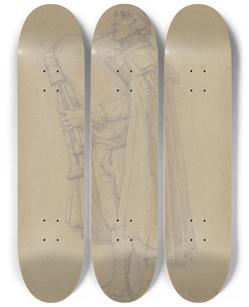 Triptych art skateboard deck of Theodor Pelissier Rmischer Dudelsackspieler by Theodor Pelissier (1794-1863)