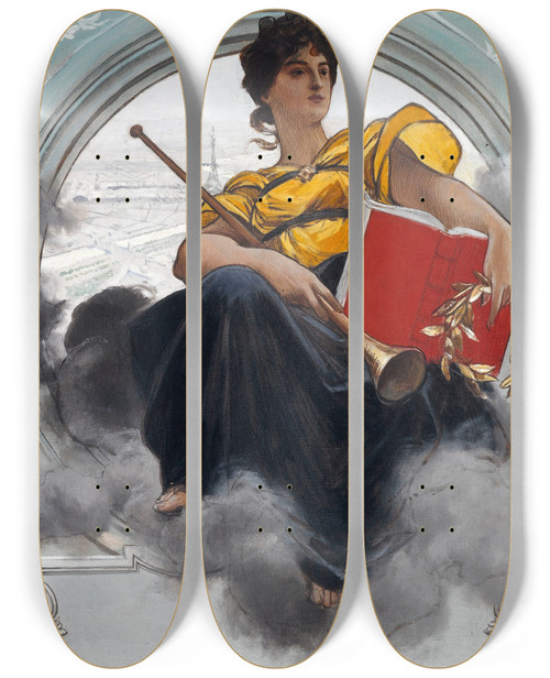 Triptych art skateboard deck of Franois Flameng Paris Exposition by Francois Flameng (1856-1923)