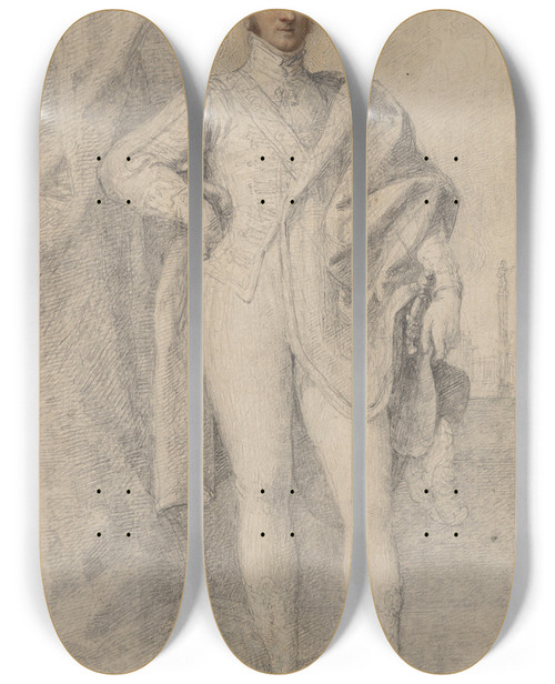 Triptych art skateboard deck of Richard Cosway Portrait Of George 5Th Duke Of Marlborough With Blenheim In The Distance by Richard Cosway (1742-1821)