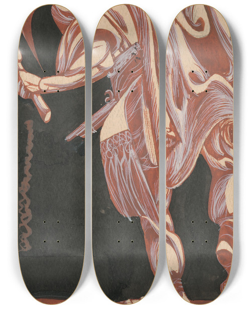 Triptych art skateboard deck of Jn Novk Cover Design For Tefan Grfs Book Jur Jnoiak_2 by Jan Novak (1921-1944)