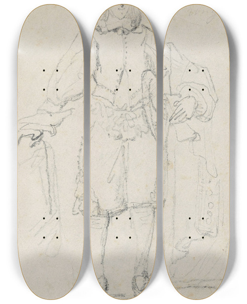 Triptych art skateboard deck of Nicaise De Keyser Portrait Of A Young Man_1 by Nicaise De Keyser (1813-1887)
