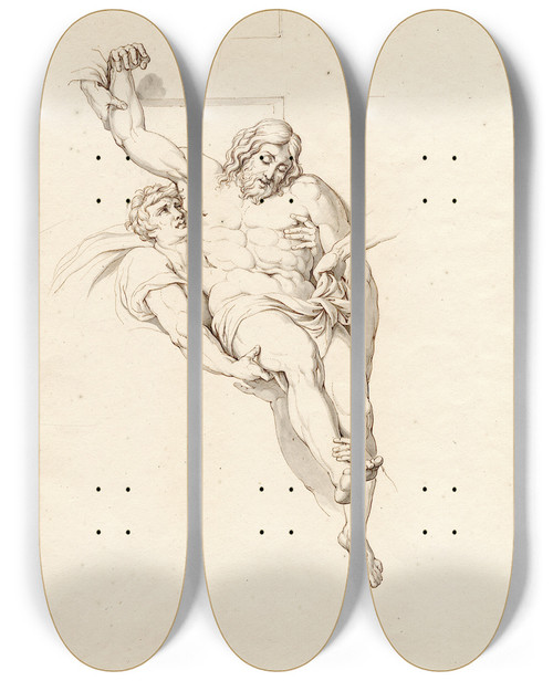 Triptych art skateboard deck of David Humbert De Superville Detail From The Deposition Fresco In The Trinit Del Monte In Rome by David Humbert De Superville (1770-1849)