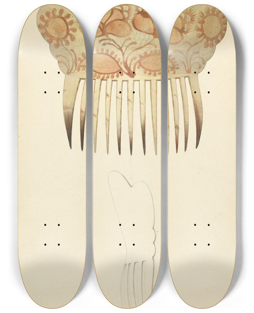 Triptych art skateboard deck of John H Tercuzzi Comb_3 by John H Tercuzzi