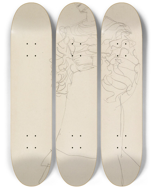 Triptych art skateboard deck of Gustav Klimt Bildnis Magda Mautnermarkhof Studie by Gustav Klimt (1862-1918)