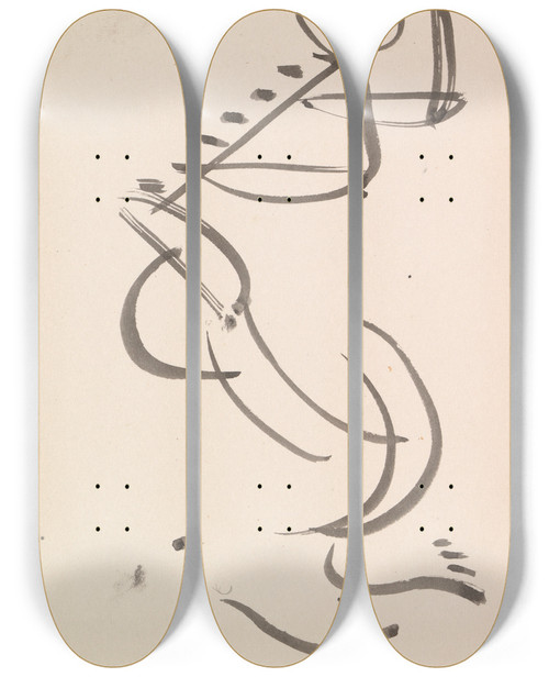 Triptych art skateboard deck of Henri Gaudierbrzeska Dancing Figure_1 by Henri Gaudier-Brzeska (1891-1915)