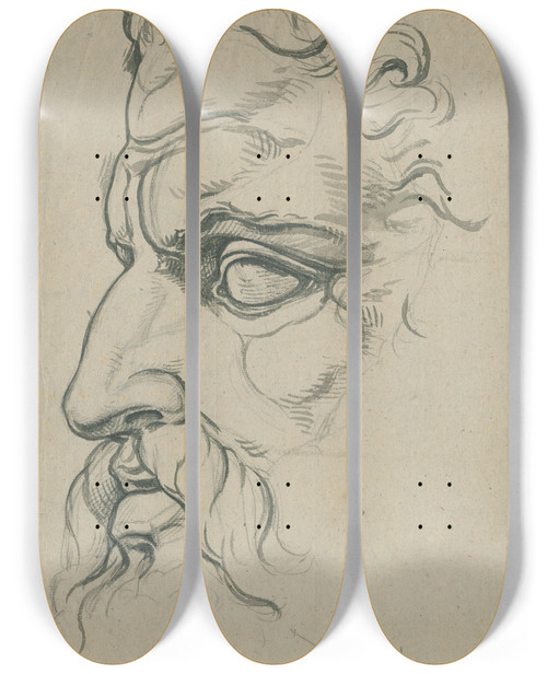 Triptych art skateboard deck of David Humbert De Superville Kop Vd Mozes S Pietro by David Humbert De Superville (1770-1849)