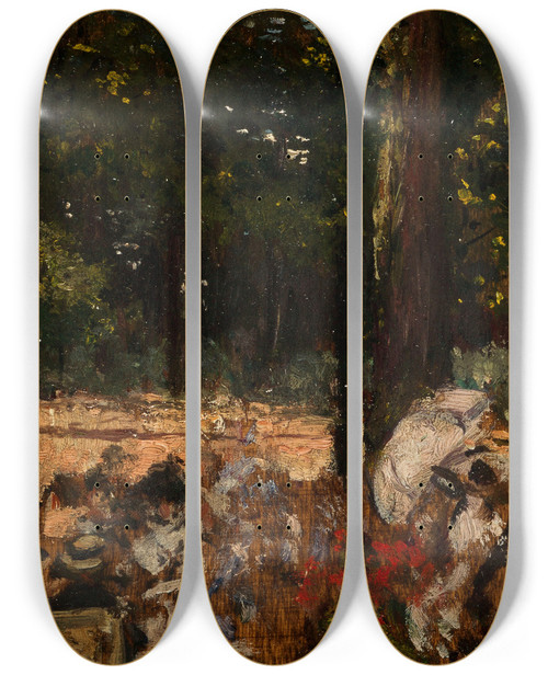Triptych art skateboard deck of Henri Gervex Tude Pour Le Cercle De Lle De Puteaux_1 by Henri Gervex (1852-1929)