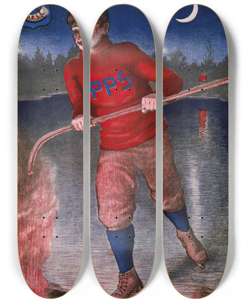 Triptych art skateboard deck of Bristow Adams Powder Point School by Bristow Adams (1875-1956)