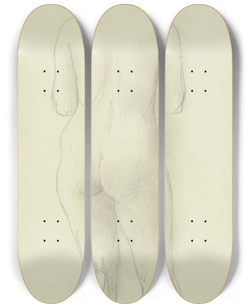 Triptych art skateboard deck of Charles Despiau Stehender Weiblicher Akt In Rckansicht by Charles Despiau (1874-1946)