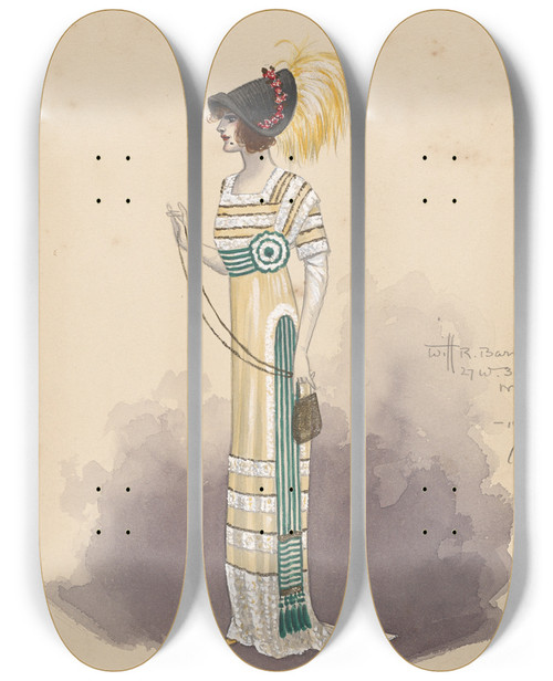 Triptych art skateboard deck of Will R Barnes 5Th Customeract Iiscene I by Will R Barnes (1939)