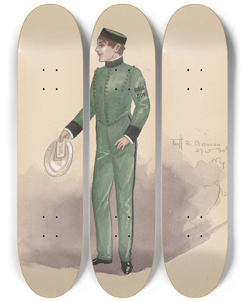 Triptych art skateboard deck of Will R Barnes Untitled_30 by Will R Barnes (1939)