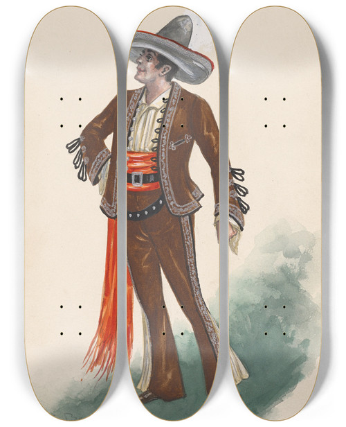 Triptych art skateboard deck of Will R Barnes Richterargentine Act Ii 122 by Will R Barnes (1939)