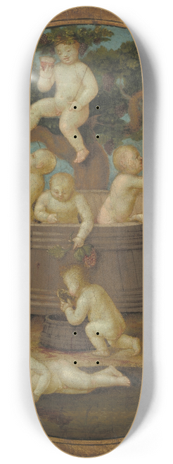 Follower of Raphael - Putti with a Wine Press 8.25 inch art skate deck